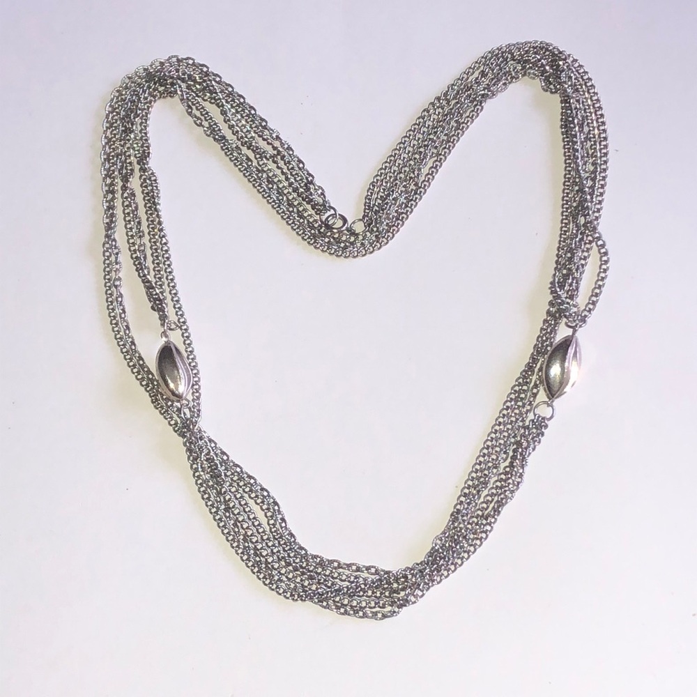 Multi-Strand Silver Tone Layered Vintage Boho Necklace